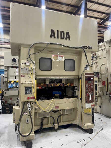 200-TON AIDA PMX-L2-200(1) USED MECHANICAL METAL STAMPING PRESS FOR SALE, YEAR 1990