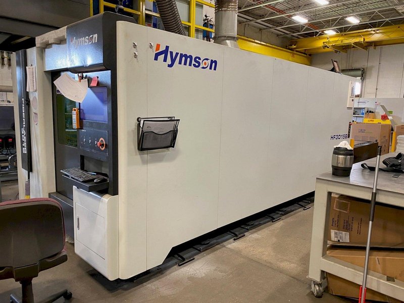 USED HYMSON 5&#039; X 10&#039; 3,000 WATT FIBER OPTIC LASER MODEL HF3015B, Stock# 11011, Year: 2018