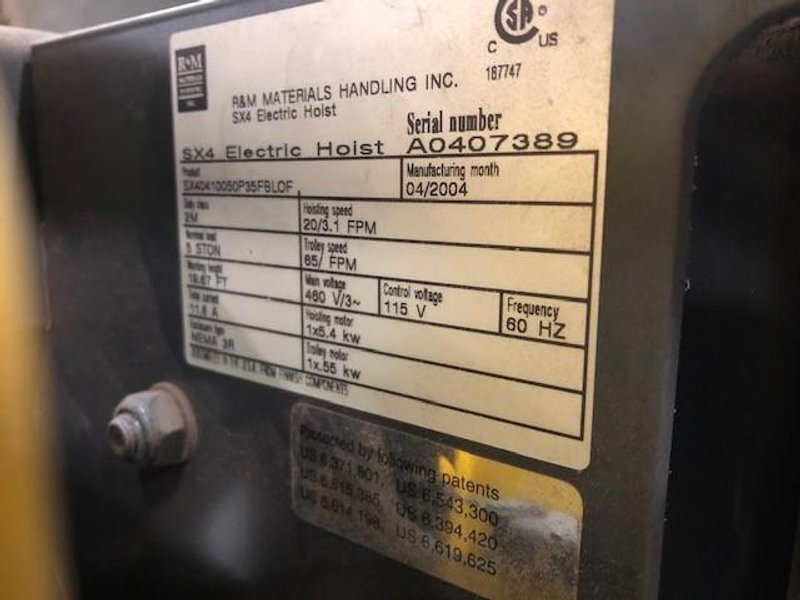 5 TON R&amp;M SPACE MASTER SX MONORAIL CRANE WORK STATION STOCK #2832
