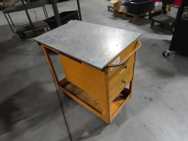2-Drawer Cart and Contents with 20" x 30" Aluminum Top- Auction Item
