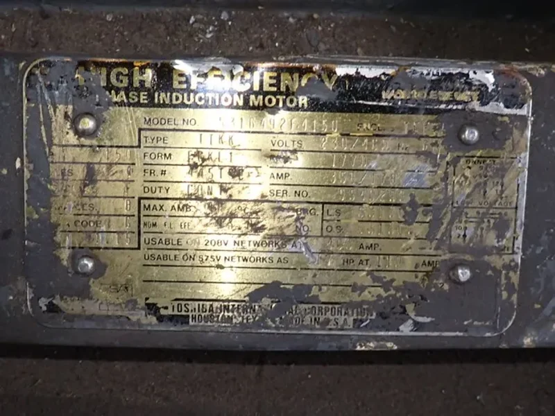 TOSHIBA 150 HP MOTOR  -  S316492F4150