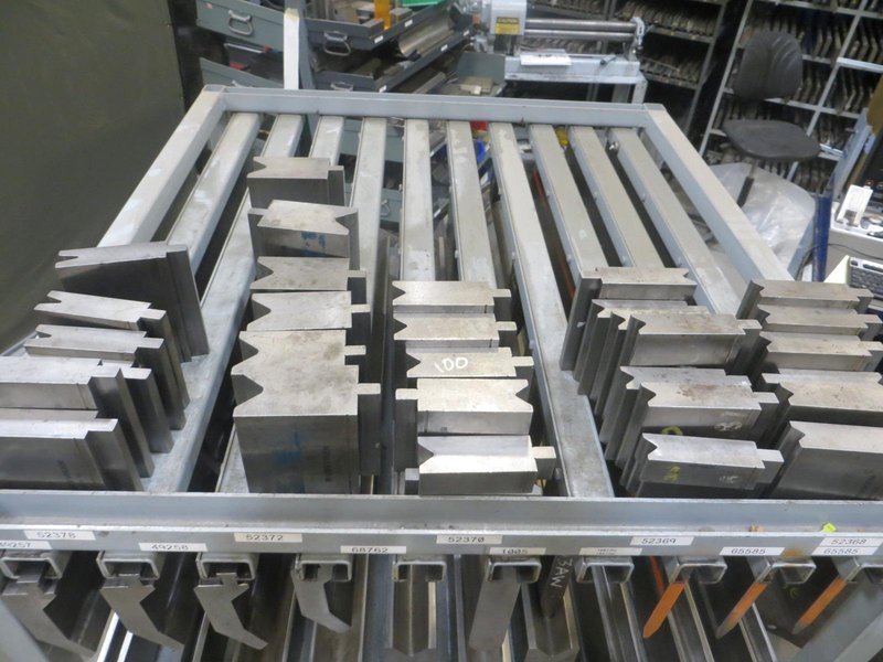 Press Brake Dies on Portable Rack w Contents- Auction Item
