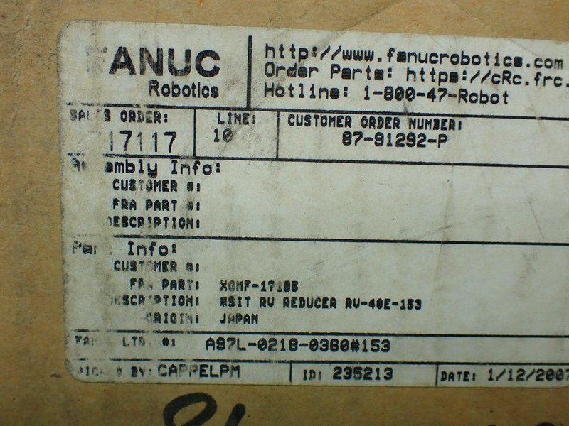 FANUC RV SERIES GEAR REDUCER.  -  A97L-0218-0360#153