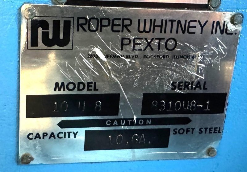 8' x 10 Ga. Roper Whitney Pexto Shear 10-U-8, FOBG, Front Supports