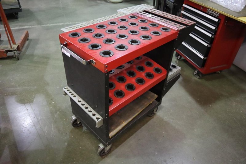 Huot Tool Scoot 40 Taper Tool Cart with Collet Trays, Extra 40 Taper Rack- Auction Item