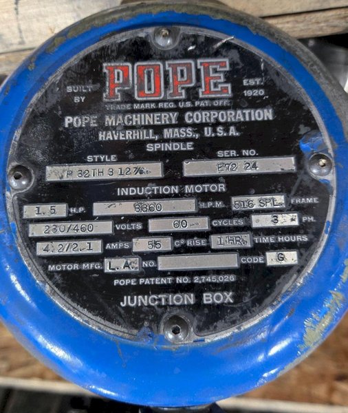 POPE P 32TH3 12 7/8 SPINDLE MOTOR USED