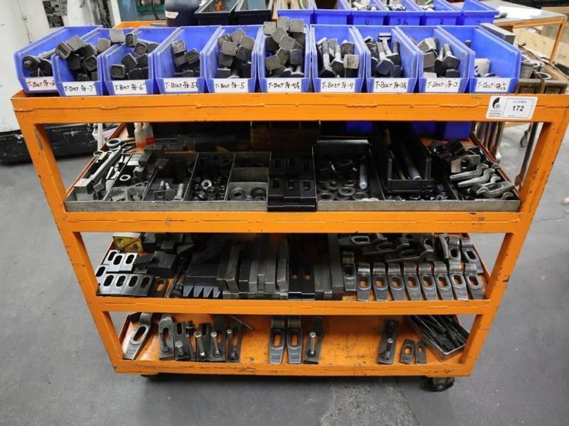 Hold-Down Clamps for Presses and More with Wrenches and Cart- Auction Item