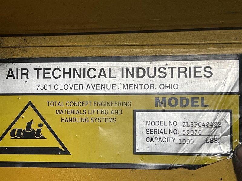 1000 LB AIR TECHNICAL INDUSTRIES MODEL # ZL3PC4848E  ZERO LOW LIFT TABLE: STOCK #78001