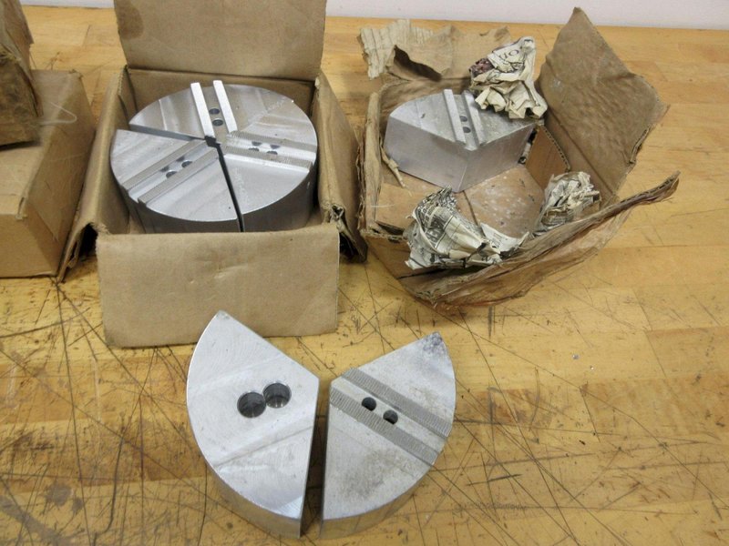 6" 3-Jaw Chuck Serrated Aluminum Pie Jaw Sets, (4 sets) New Unused, 6-RKT-4205A- Auction Item