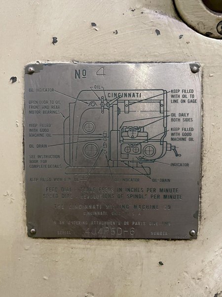 #4 CINCINNATI TABLE TYPE HORIZONTAL MILLING MACHINE: YOBRO #25675