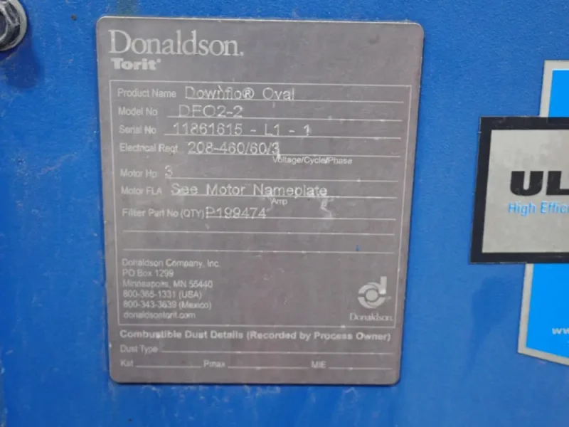 DONALDSON TORIT DUST COLLECTOR   -  DF02-2