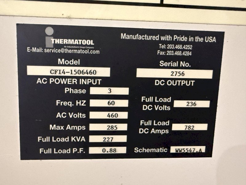 150 KW THERMATOOL MODEL #CF14-1506460 SOLID STATE HF WELDER SYSTEM, THERMAVIEW CONTROLS: YOBRO #24318