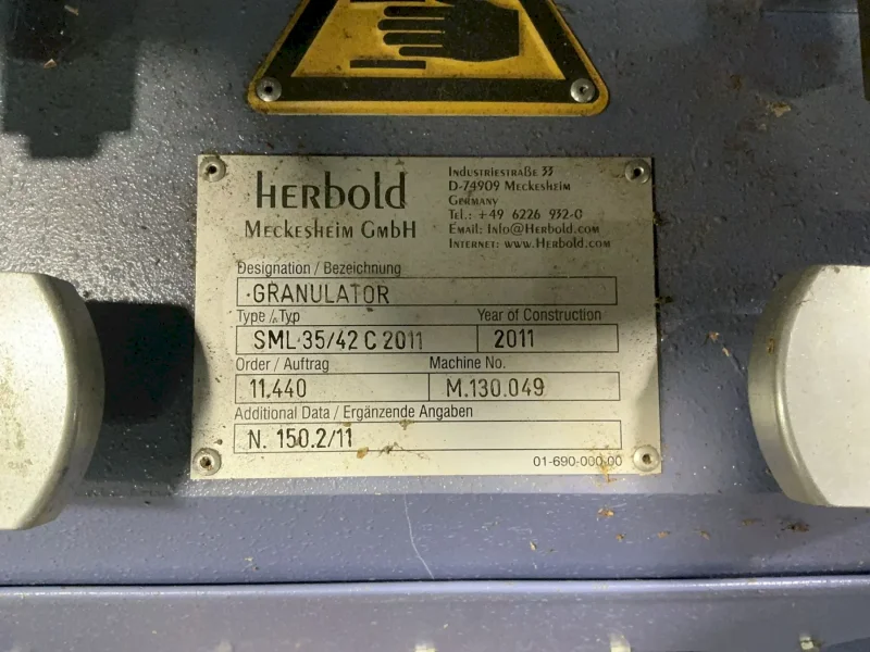 HERBOLD MECKESHEIM GMBH GRANULATOR  -  SML 35/42C 2011