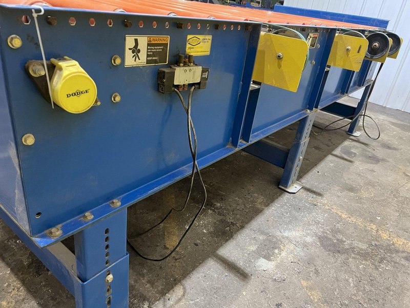 120&quot; X 44&quot; LEWCO POWERED ROLLER CONVEYOR WITH PNEUMATIC TRANSFERS: STOCK #19828