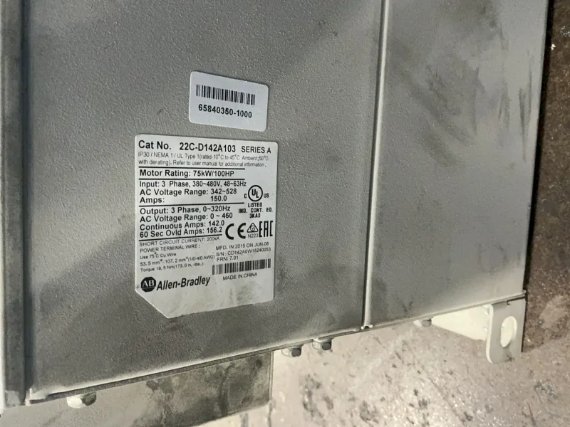 ALLEN-BRADLEY 100 HP VARIABLE FREQUENCY DRIVE  -  22C-D142A103