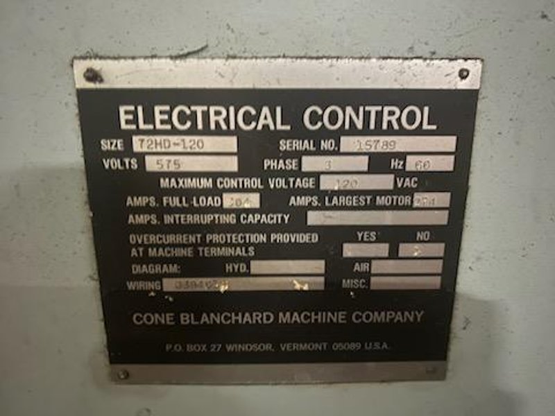 Used Blanchard #72HD-120 Vertical Spindle Rotary Surface Grinder, Serial # 15789