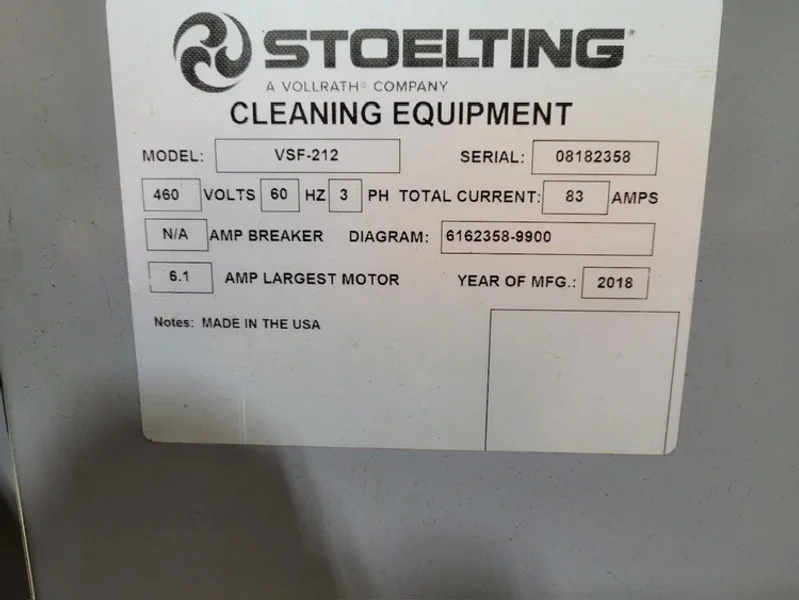 12&quot; x 12&quot; STOELTING 3 STAGE MODEL # VSF-212 VERSABEND STAINLESS STEEL TUNNEL BELT PARTS WASHER: STOCK #22670