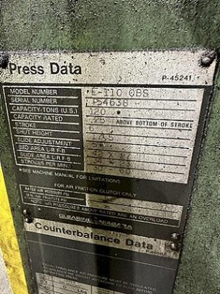 120 TON CLEARING NIAGARA MODEL #E-110 OBS GAP FRAME