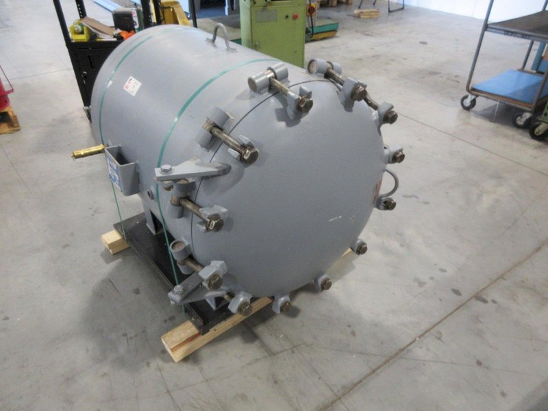 Wheeler Tank Mfr. Heavy Duty Pressure Tank with Relief Valve, Swinging End Cap and Stand- Auction Item