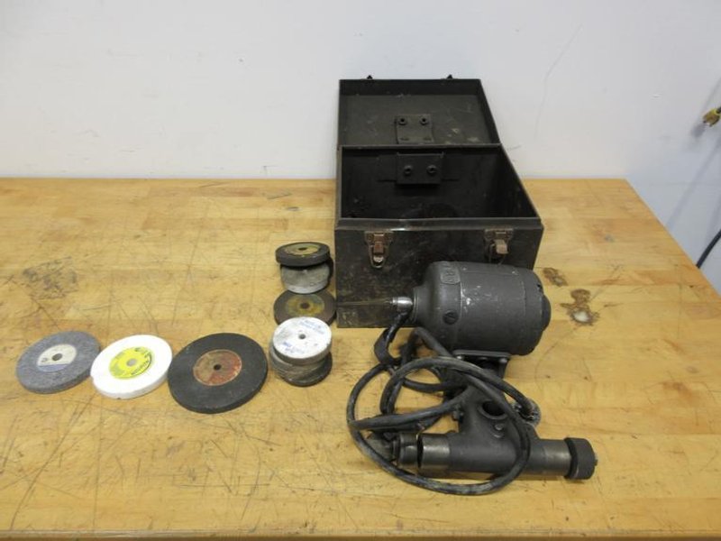 Dumore Tool Post Grinder Series 44, In Metal Case with Grinding Wheels and Accessories- Auction Item
