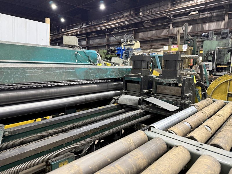 60" x 16 GAUGE IOWA MODEL #GAF60-6 COIL SLEAR (SLITTING &amp; CUT-TO-LENGTH) LINE, WITH UNCOILERS &amp; SIDE PUNCHING / NOTCHING: YOBRO #24552