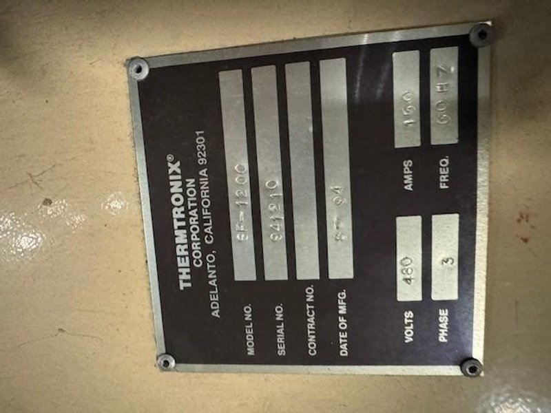 THERMTRONIX SF-1200 ELECTRIC RESISTANCE STATIONARY FURNACE S/n 941210 WITH CONTROLS