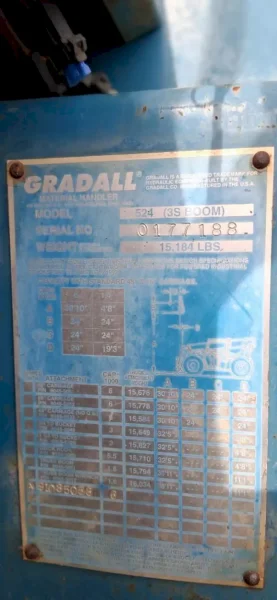 1992 GRADALL MODEL #524 TELEHANDLER W/ TIRES: YOBRO #25163