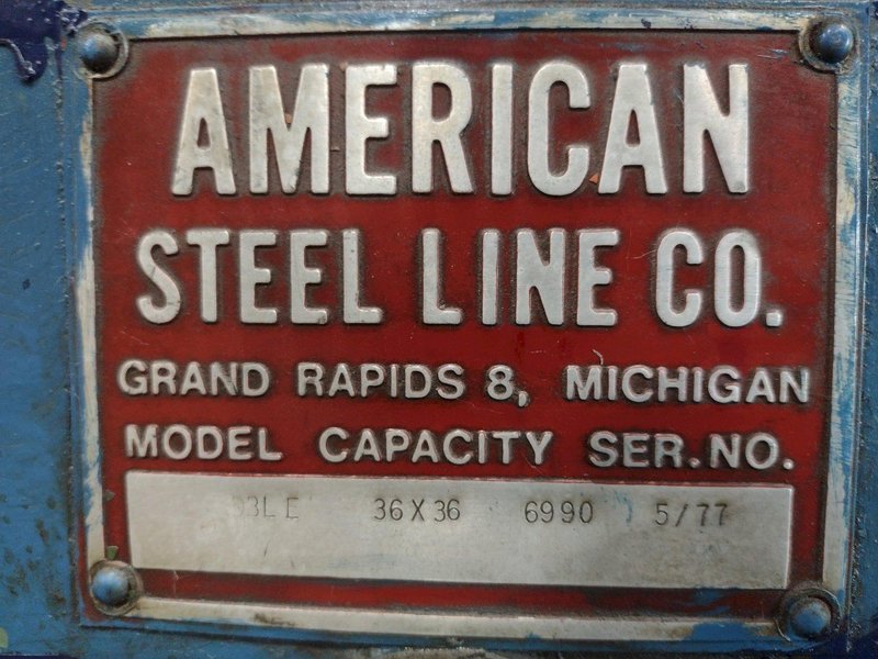 36&quot; X 36&quot; AMERICAN STEEL LINE AIR GRIP COIL FEEDER: STOCK #11425