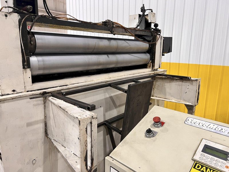 20,000 LBS X 54&quot; X .125&quot; CWP COIL SERVO FEED LINE, REEL, STRAIGHTENER, FEEDER, THREADING TABLE: STOCK #21083