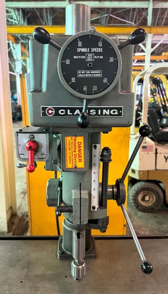 20&quot; Clausing Single Spindle Drill, V-Speed 150-2000 RPM, 24&quot; x 40&quot; Tbl., 3 MT, 1.5 HP