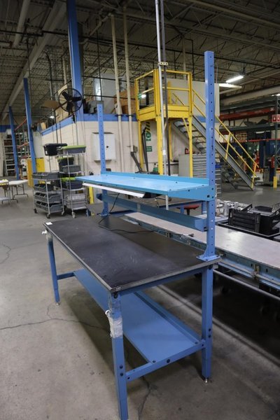 Work Bench Adjustable Height, Upper Shelf, Lower Shelf and Work Light- Auction Item