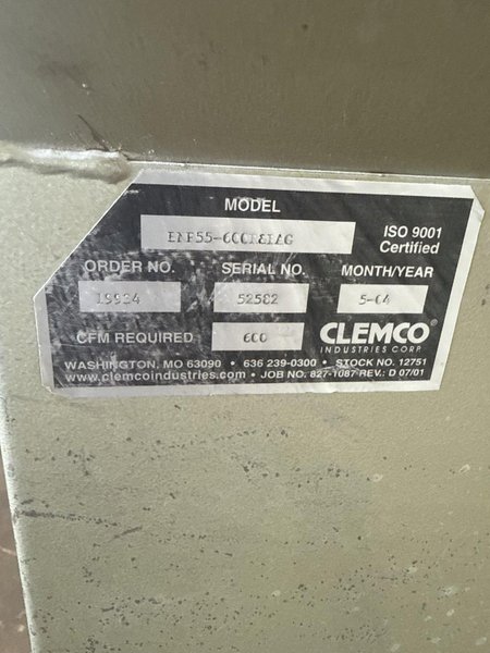CLEMCO ENP55-600R&amp;RAC BLAST CABINET. STOCK # 0776625.
