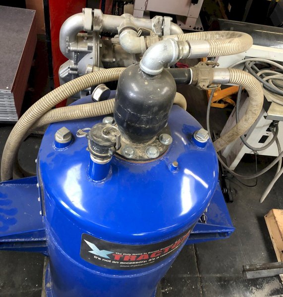 Xtractor XR2500SHD Garnet Removal System equipped with 3000 Lb Capacity, Sandpiper Pump, Hydraulic Dump, Mounting Frame