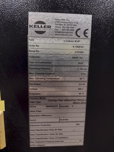 2022 KELLER MODEL #L-CUR NEO DUST COLLECTOR: YOBRO #25372
