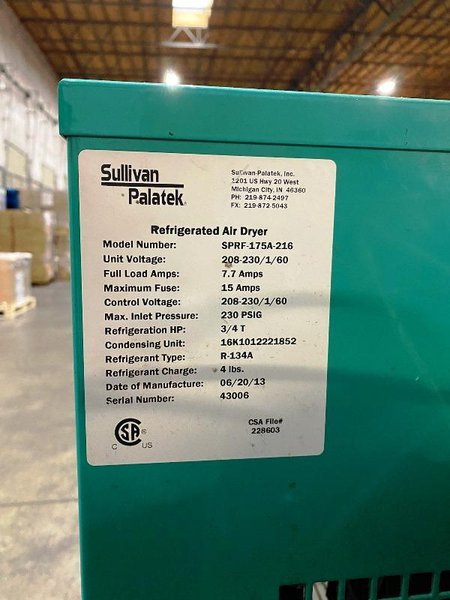 40 HP SULLIVAN PALATED DG-40 INDUSTRIAL AIR COMPRESSOR