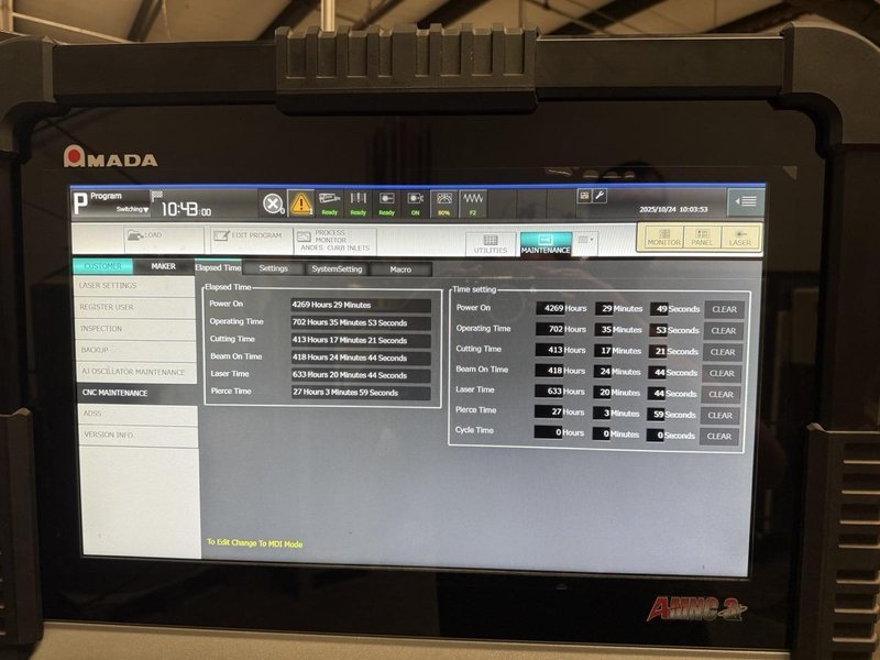 3000 Watt Amada Ensis 3015 AJ Fiber Laser, 2019 – 5′ x 10′