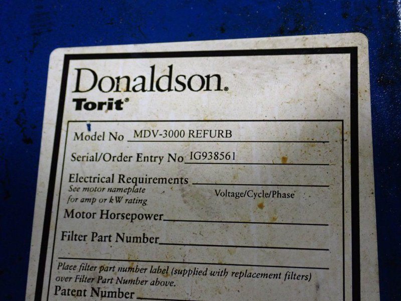 TORIT DUST COLLECTOR   -  MDV-3000 REFURB