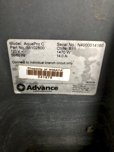 NILFISK ADVANCED MODEL AQUAPRO C CARPET CLEANER: STOCK #14011