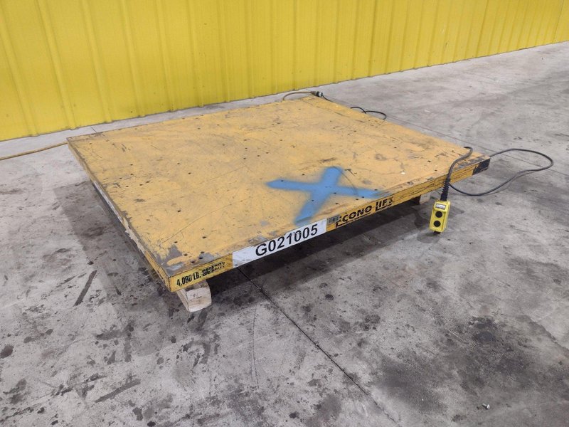 54" X 43.5" 4000 LB ECONO LIFT MODEL #SL36-40 HYDRAULIC DOUBLE ROLLER TOP STYLE LIFT TABLE, 110V: STOCK #20955