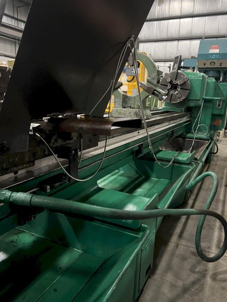 28"/19" x 144" MONARCH ENGINE LATHE, MODEL 2516, INCH/METRIC THREADING, 18" 4 JAW CHUCK, STEADY REST, 12 - 1500 RPM, NEWALL C-80 READOUT, #51411