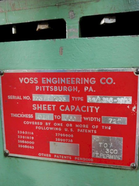 72"/84" X .060" VOSS ENGINEERING MODEL 84/1.156-1913 PRECISION LEVELER: STOCK #3812