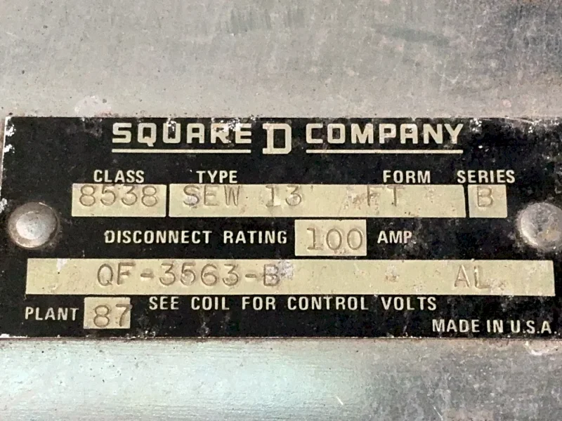 SQUARE D COMBINATION MAGNETIC STARTER  -  8538 SEW 13 FT B