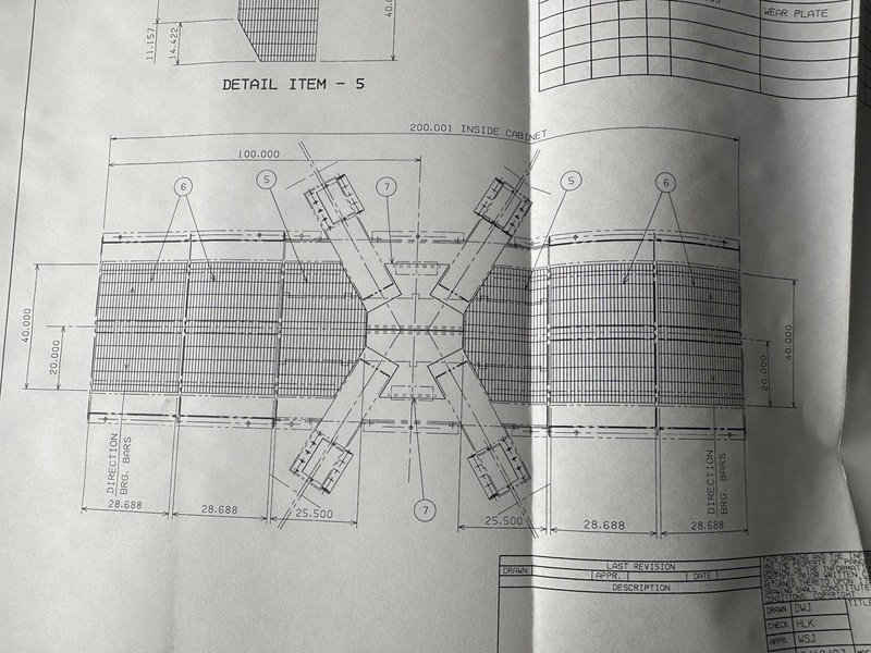 48" X 96" X 8 WHEEL PANGBORN MODEL #ES-1838-22 ROLLER CONVEYOR PASS-THRU BLAST SYSTEM, NEW 2007: STOCK #21212