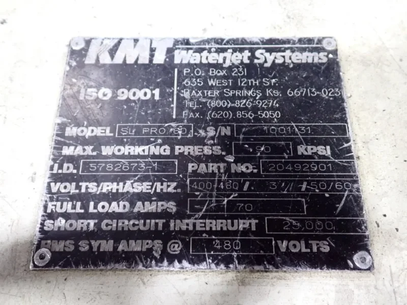 KMT WATERJET SYSTEM WATERJET INTENSIFIER PUMP  -  SL PRO 60