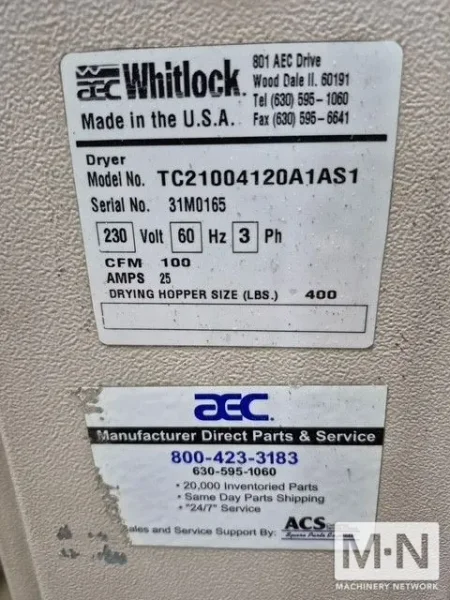 100 CFM AEC WHITLOCK DRYER MODEL TC21004120A1AS1 MFG 2001