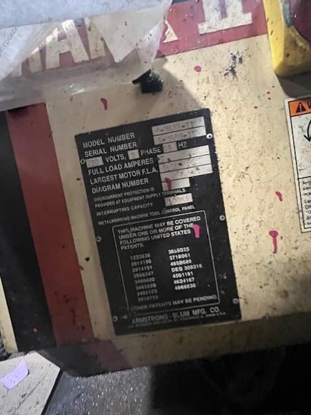 18" X 22" MARVEL 8 MARK 2 VERTICAL BAND SAW STOCK# 3910