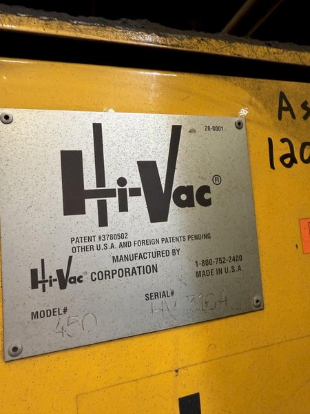 Hi-Vac model 450 50hp vacuum s/n HV 3164, 53275 hours , stationary mounted