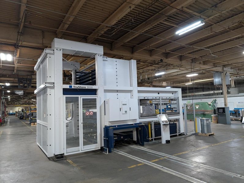 6000 Watt Trumpf Trulaser 3030 5′ x 10′ Fiber Laser, 2023 – W/ 9 Pallet Trustore, LiftMaster Compact, Parts Master