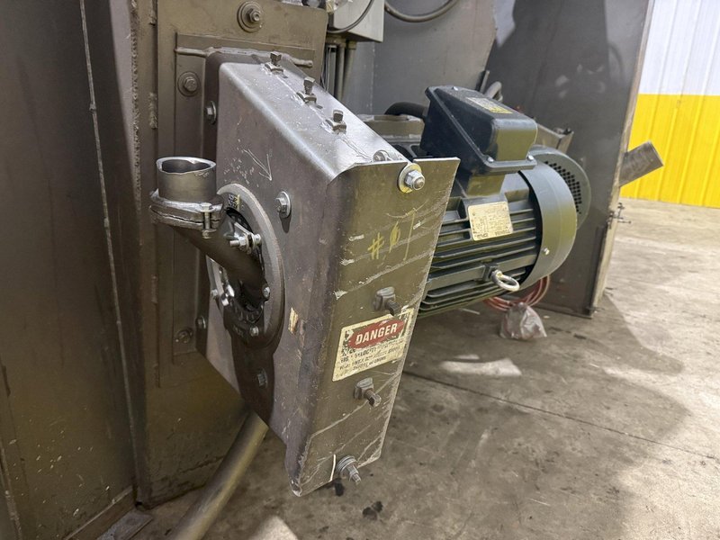 36" x 48" x 8 WHEEL PANGBORN ROTOBLAST PASS THROUGH HANGING CONVEYOR SHOT BLAST MACHINE: YOBRO #24717