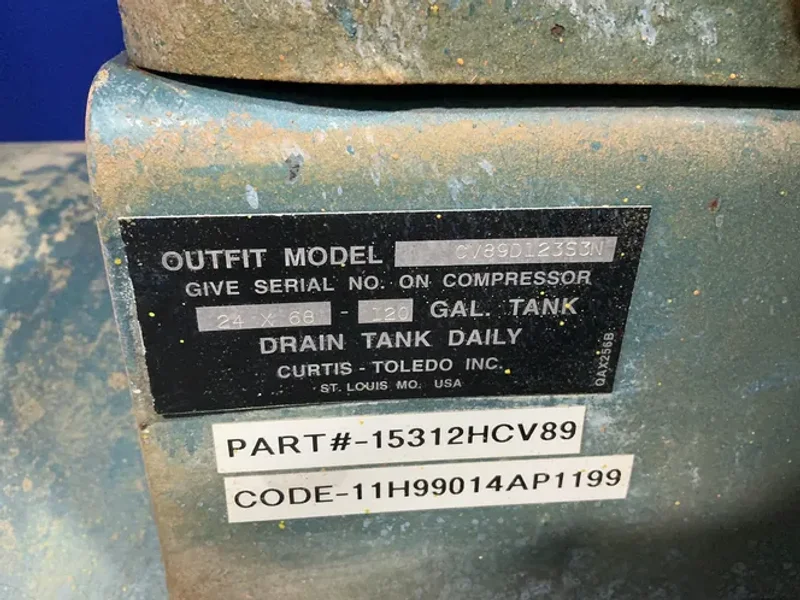 CURTIS 15 HP AIR COMPRESSOR  -  CV89D123S3N